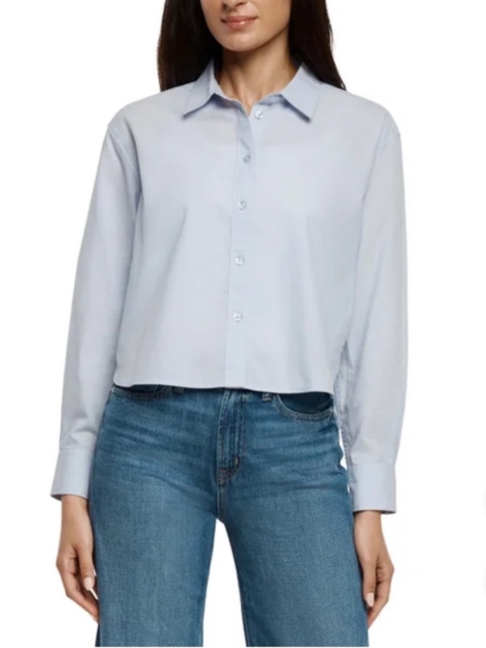 GAP NWT Cropped Light Blue Button-Down Poplin Shirt - Size XL